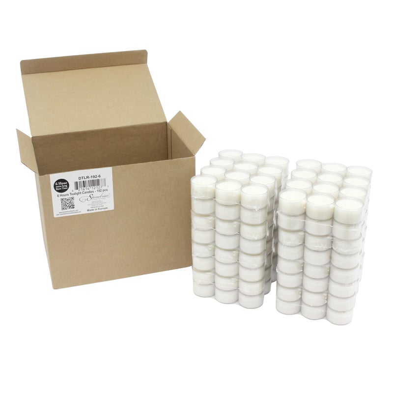 Stonebriar 96 Count White Unscented Smokeless Long Burning Clear Cup Tea Light Candles with 6 to 7 Hour Burn Time - Image 3